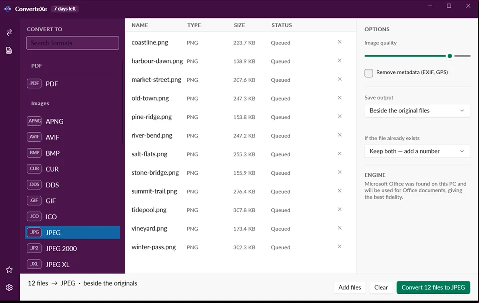 ConverteXe queue with many files ready to convert