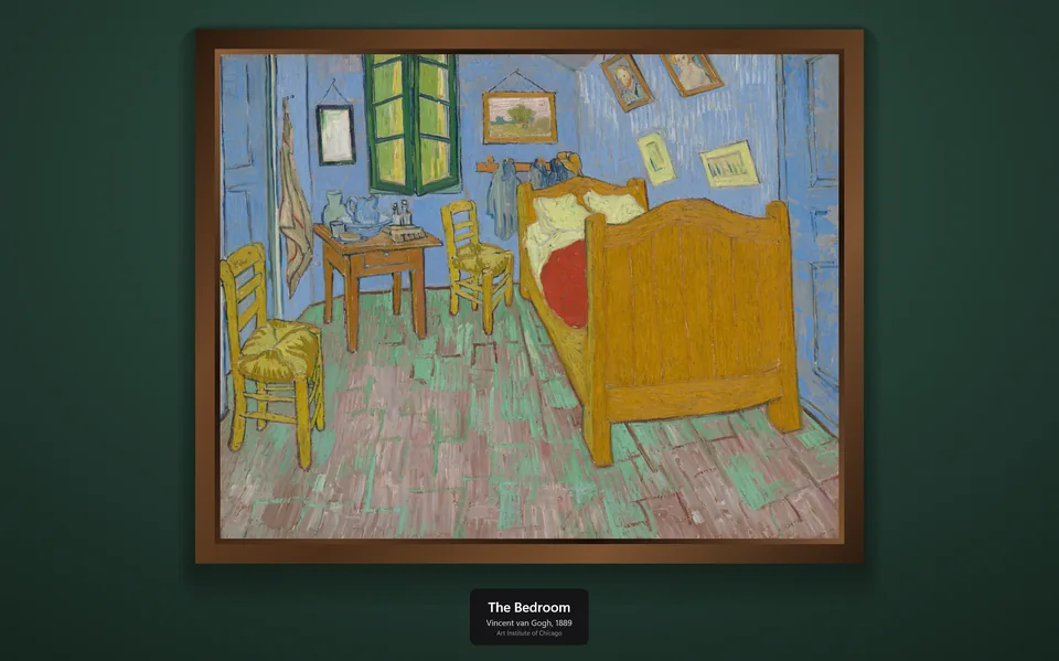 PomodoroPro lock screen with The Bedroom by Vincent van Gogh fully painted and captioned